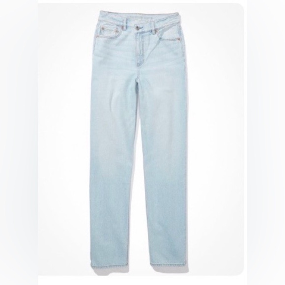American Eagle Light Wash Waist Crossover Straight Jean
